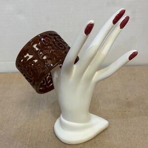 Wide Acrylic / Celluloid Carved Cuff Bangle